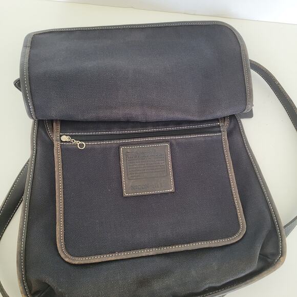 Coach Shoulder Bag, Canvas Denim Leather Black 8113 Rustic Flap Medium Saddle - Picture 6 of 11